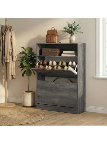 VASAGLE Schuhschrank Custos in Grau - (B)80 x (H)102 x (T)24 cm