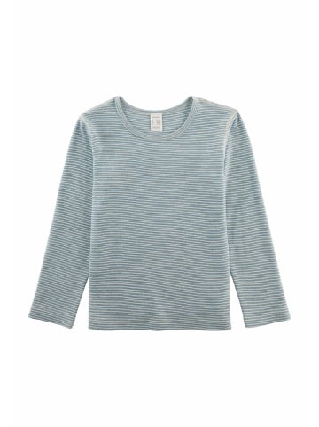 Hessnatur Hessnatur Ringel-Langarmshirt aus Bio-Merinowolle mit Seide in stahlblau