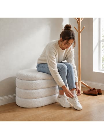 relaxdays Sitzbank in Weiß - (B)110 x (H)42 x (T)45 cm