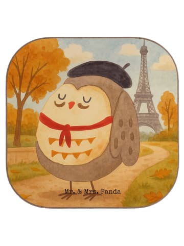 Mr. & Mrs. Panda Holzuntersetzer Eule Frankreich Design ohne Spruch in Weiß