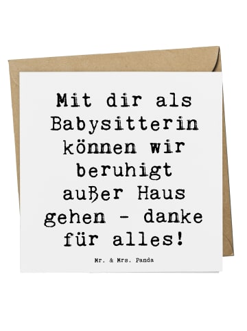 Mr. & Mrs. Panda Einladungskarte Spruch Babysitter Dank mit Spruch in Weiß