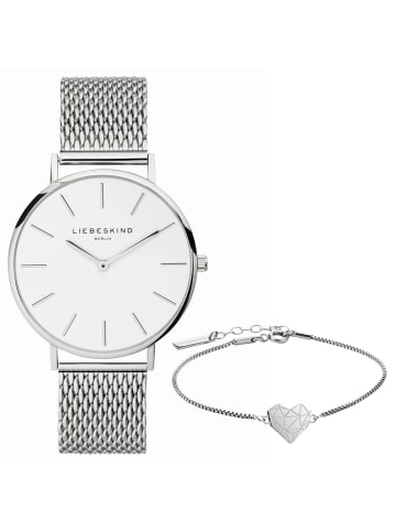 LIEBESKIND BERLIN Uhr & Armband Set Minimalistic Hearts in silber