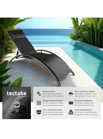 tectake Aluminium Sonnenliege, wetterfest und UV-beständig, 180 x 59 x 50 cm