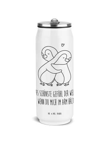 Mr. & Mrs. Panda Trinkflasche Pinguine Kuscheln mit Spruch in Weiß