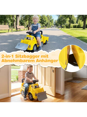 COSTWAY Sitzbagger mit Schaufel & Anhänger ab 1 Jahr in Gelb