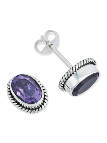 mantraroma 925er Silber - Ohrstecker (L) 9 x (B) 7 mm mit Amethyst facettiert