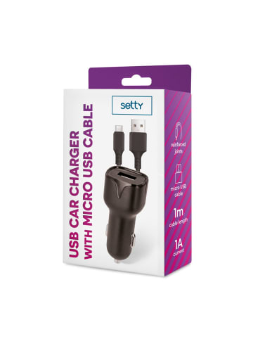 Anycubic Setty Auto-Ladegerät 1x USB 1A schwarz + microUSB-Kabel 1,0 m NEU