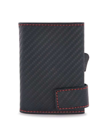 SecWal Kartenetui  RFID Leder 9 cm in schwarz-rot
