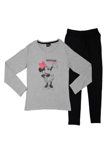 United Labels Disney Minnie Mouse Schlafanzug  Langarm in grau/schwarz