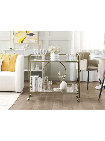 Beliani Servierwagen KERRY in Gold/Transparent - (W) 35 x (H) 81 x (L) 90 cm