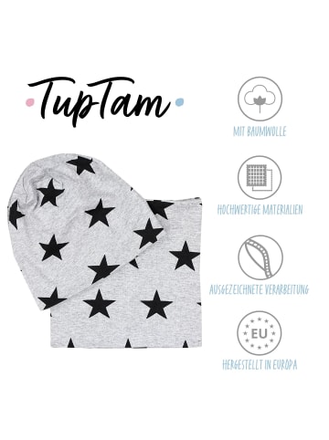 TupTam Unisex Set Kinder Beanie Mütze Schlauchschal in grau-kombi