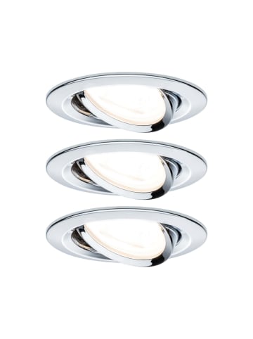 paulmann LED Einbaustrahler Set Nova 3er rund, schwenkbar in Chrom - Ø84mm