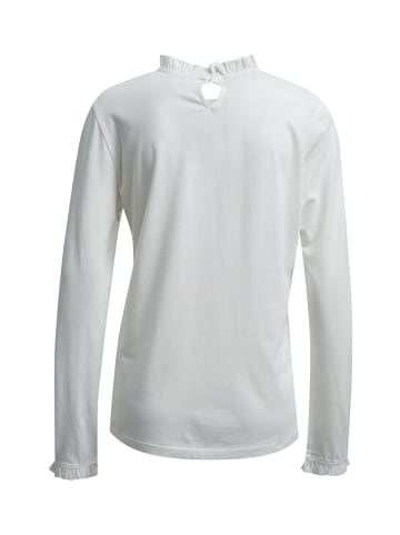 Milano Italy Langarmshirt mit Rüsche und Rundhalsausschnitt in Offwhite
