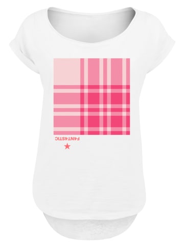 F4NT4STIC Long Cut T-Shirt Karo Pink in weiß
