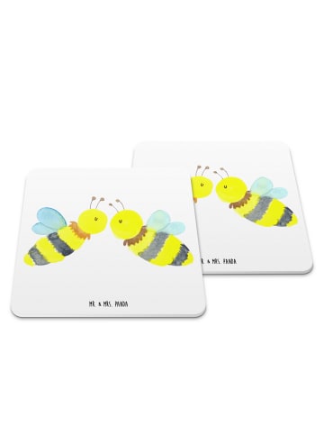 Mr. & Mrs. Panda Bierdeckel Biene Liebe ohne Spruch in Weiß