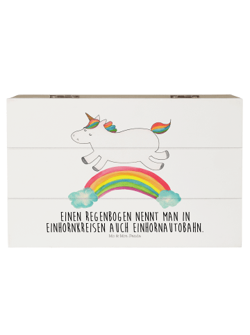 Mr. & Mrs. Panda Aufbewahrungsbox Einhorn Regenbogen mit Spruch in Weiß