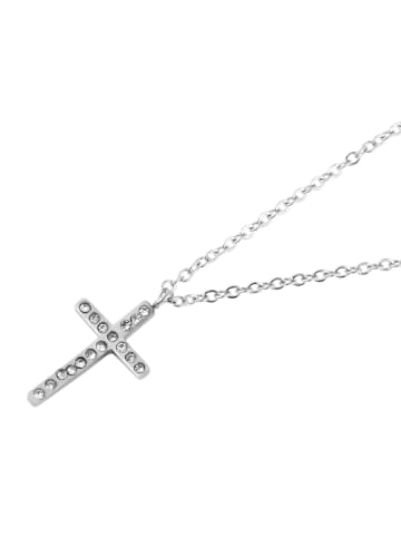 Adeliás Damen Halskette mit Anhänger – Kreuz aus Edelstahl in silber
