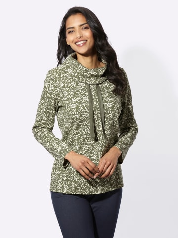 Sieh an! Freizeit-Sweatshirt in khaki-champagner-bedruckt
