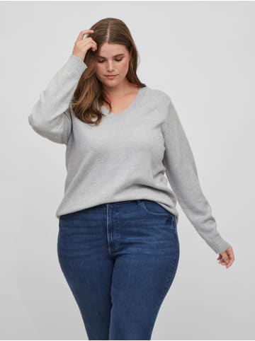 Vila Plus Size Strickpullover Basic V-Neck VIRIL in Grau-2