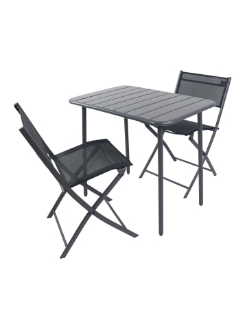 VCM 3 tlg. Bistroset Balkonset Gartenset Metall Sumila in Schwarz