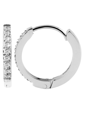 Adeliás Damen Ohrringe – Klappcreole aus Edelstahl mit Strass Steinchen in silber