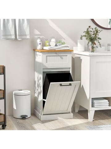 COSTWAY Wäscheschrank mit Wäschekorb 40 x 37 x 82 cm in Weiß