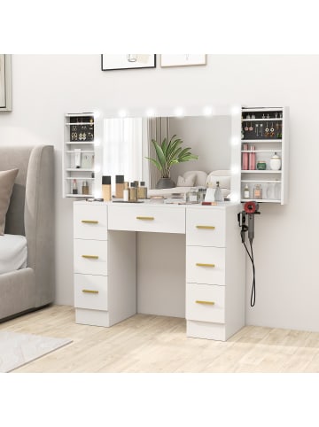 HOMCOM Schminktisch in Weiß 100L x 40B x 137H cm