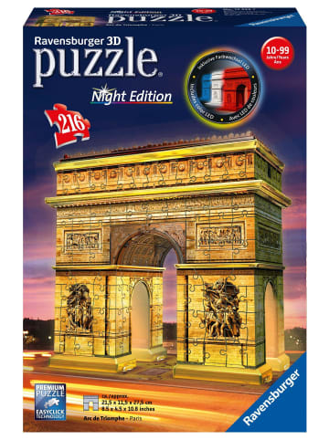 Ravensburger Triumphbogen bei Nacht. 3D Puzzle 216 Teile | Erleben Sie Puzzeln in der 3....