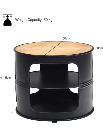 COSTWAY Industrie Couchtisch 50x50x41,5cm in Schwarz