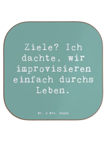 Mr. & Mrs. Panda Untersetzer Glas Spruch Lebensziele Improvisati... in Meeresbrise