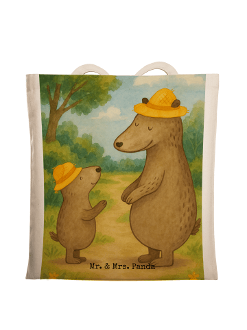 Mr. & Mrs. Panda Henkeltasche Bären mit Hut Design ohne Spruch in Weiß