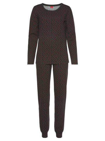 S. Oliver Pyjama in black-schwar-rot