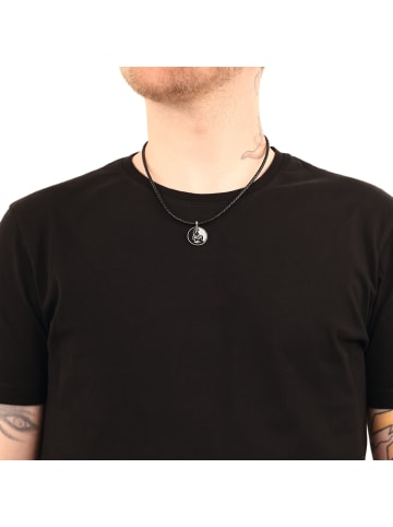 Amor Kette mit Anhänger Edelstahl, Leder in Schwarz