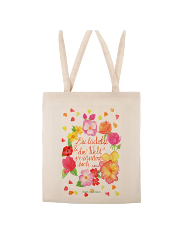 Mr. & Mrs. Panda Tote Bag Du Lächelst mit Spruch in Creme