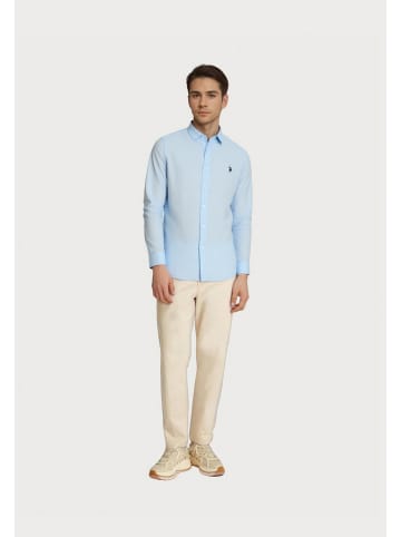 U.S. Polo Assn. Hemd 'Leinen-Shirt' in hellblau