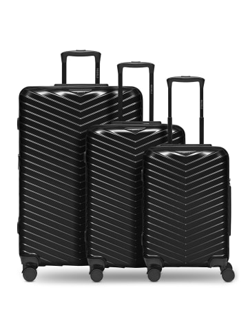 Redolz Essentials 18 4 Rollen Kofferset 3-teilig mit Dehnfalte in metallic-black shiny