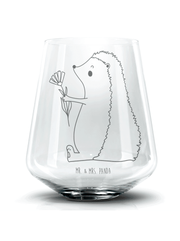 Mr. & Mrs. Panda Cocktail Glas Igel Blumen ohne Spruch in Transparent