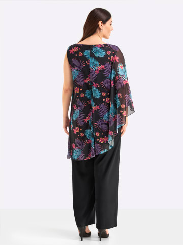 sheego Jumpsuit in schwarz-erdbeere-bedruckt