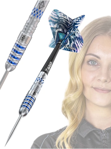 BULLS Steeldarts Sarah Milkowski Dartpfeile Darts-Set Profi in saphir blau