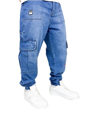 DADA Worker Baggy Jeans mit Cargo-Style in Blau in Blau
