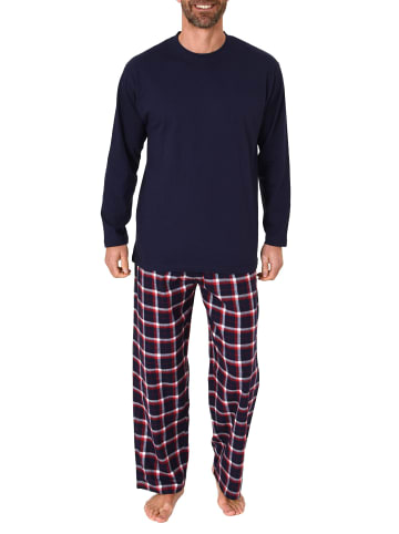 NORMANN Schlafanzug lang Pyjama FlanellHose Karo - 75013 in marine