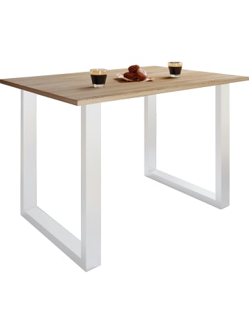 VCM  Premium Holz Esstisch Tisch Xona U Weiß in Sonoma-Eiche