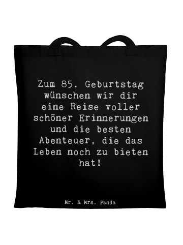 Mr. & Mrs. Panda Tragetasche Spruch 85. Geburtstag mit Spruch in Schwarz