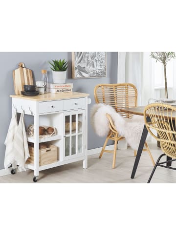 Beliani Servierwagen GENOA in Weiß/Braun - (W) 80 x (H) 88 x (L) 43 cm