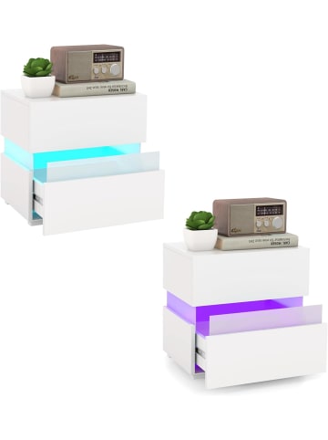 COSTWAY 2er Set Nachttisch 45 x 35 x 45cm in Weiß