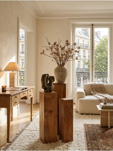 KADIMA DESIGN Beistelltisch 3er Set Massivholz Satztisch Quadratisch Modern, in Akazie