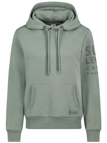 Sublevel Kapuzenpullover mit Kängurutasche und Logo-Print in Grün-2