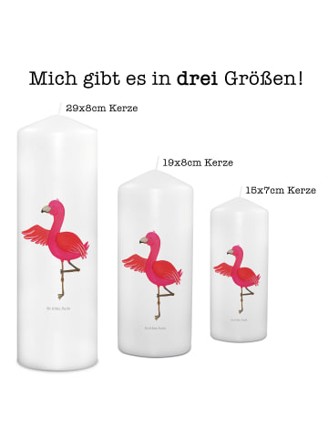 Mr. & Mrs. Panda Weihnachtskerze Flamingo Yoga ohne Spruch in Weiß