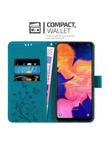 cadorabo Hülle für Samsung Galaxy A10 / M10 Blumen Design in FLORAL BLAU