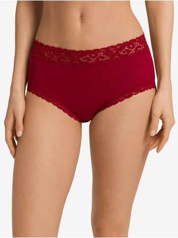 Hanro Maxi Slip Moments in red dahlia
